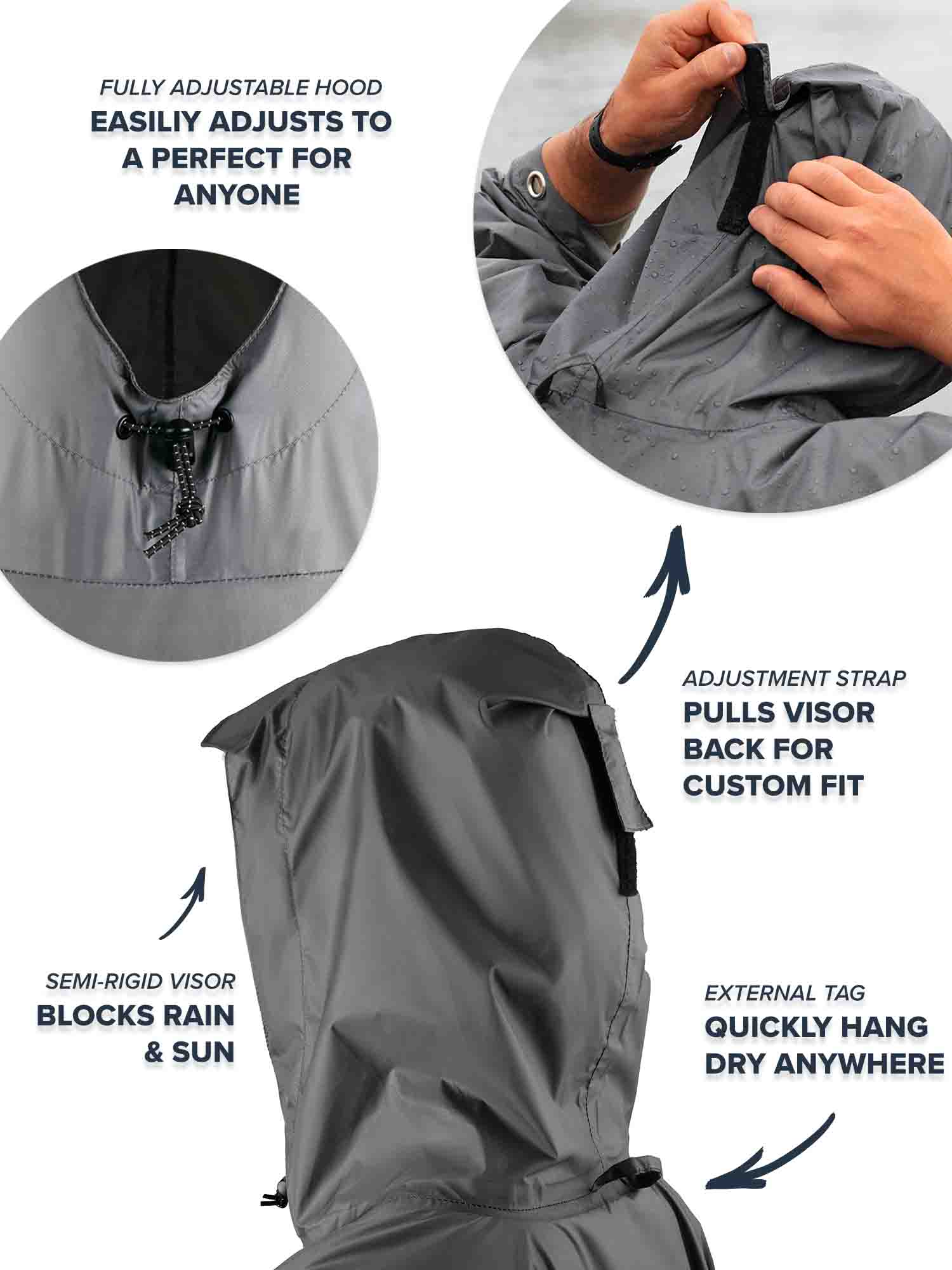 Hooded Rain Poncho feature highlights flip-up visor
