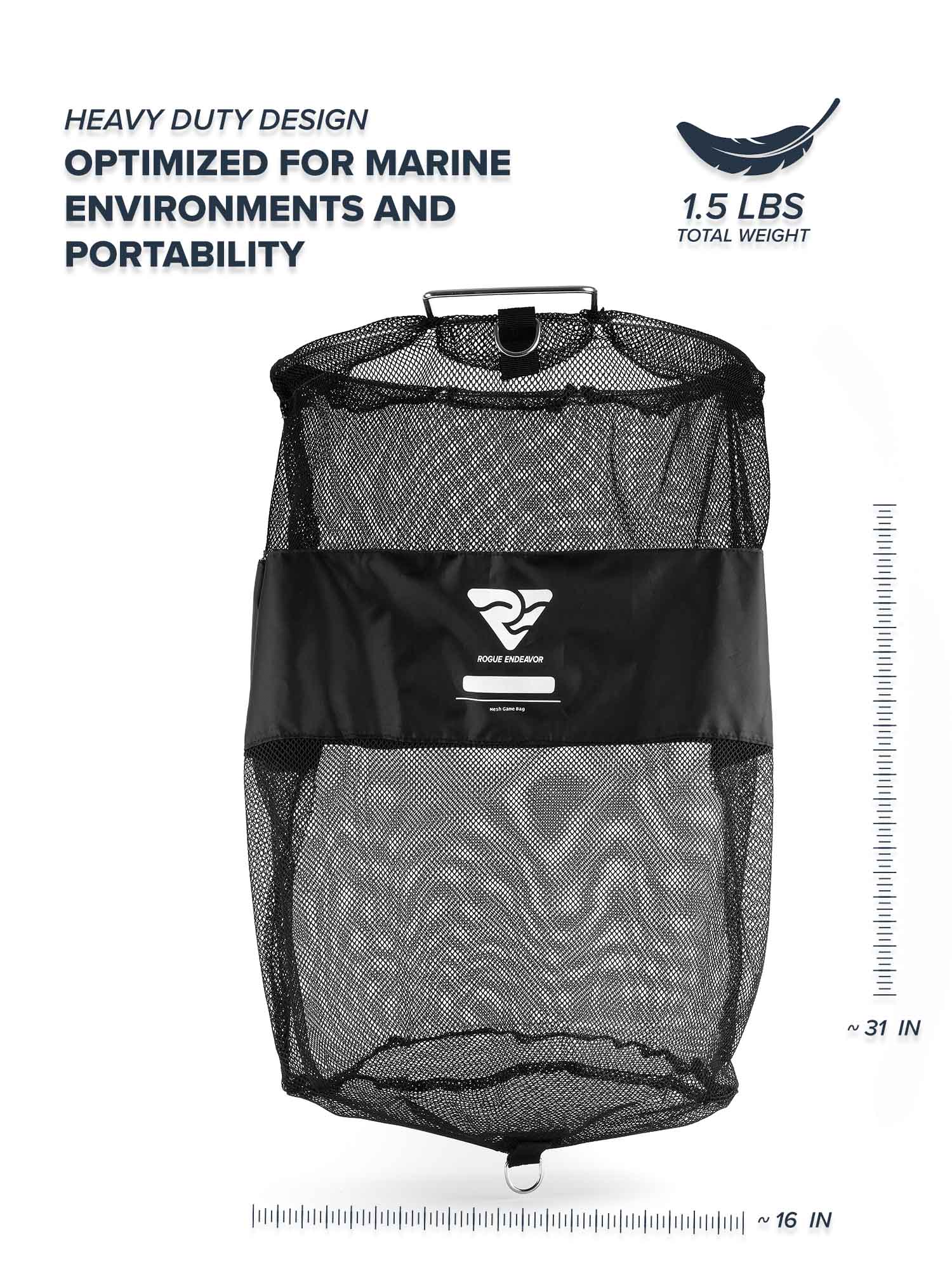 Mesh Fish Bag one-hand locking lever close-up