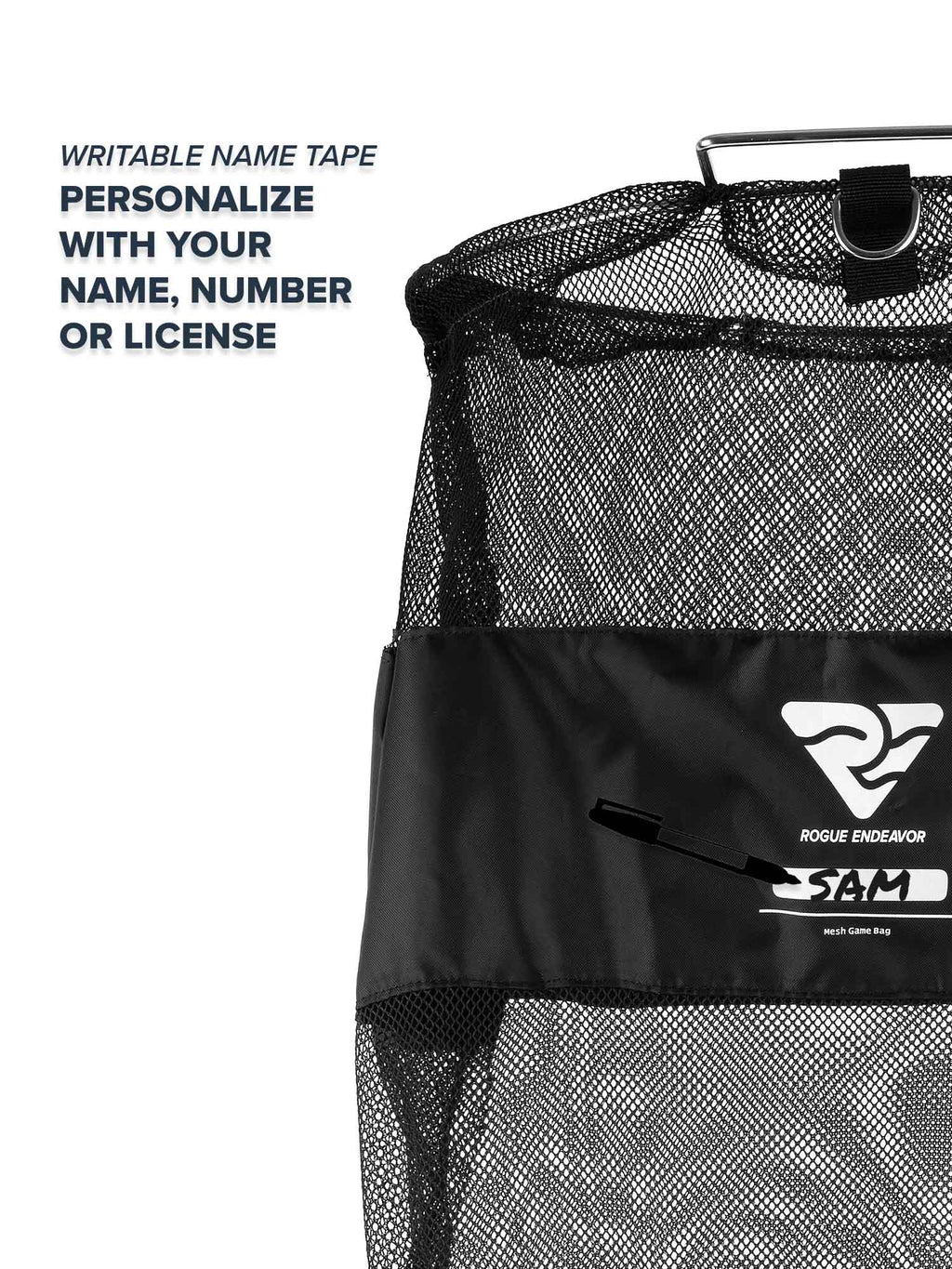 Mesh Fish Bag with name tape detail