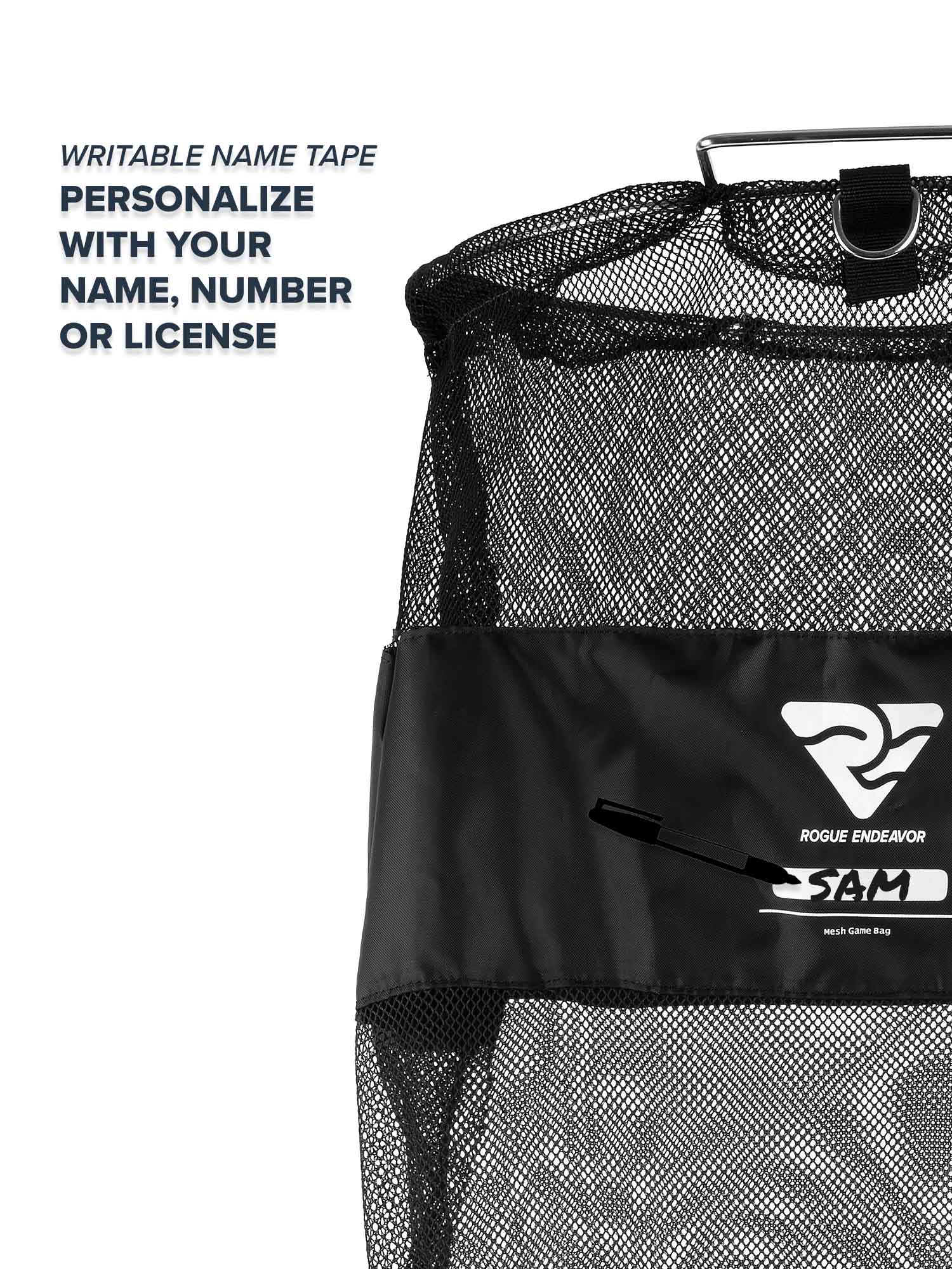 Mesh Fish Bag with name tape detail