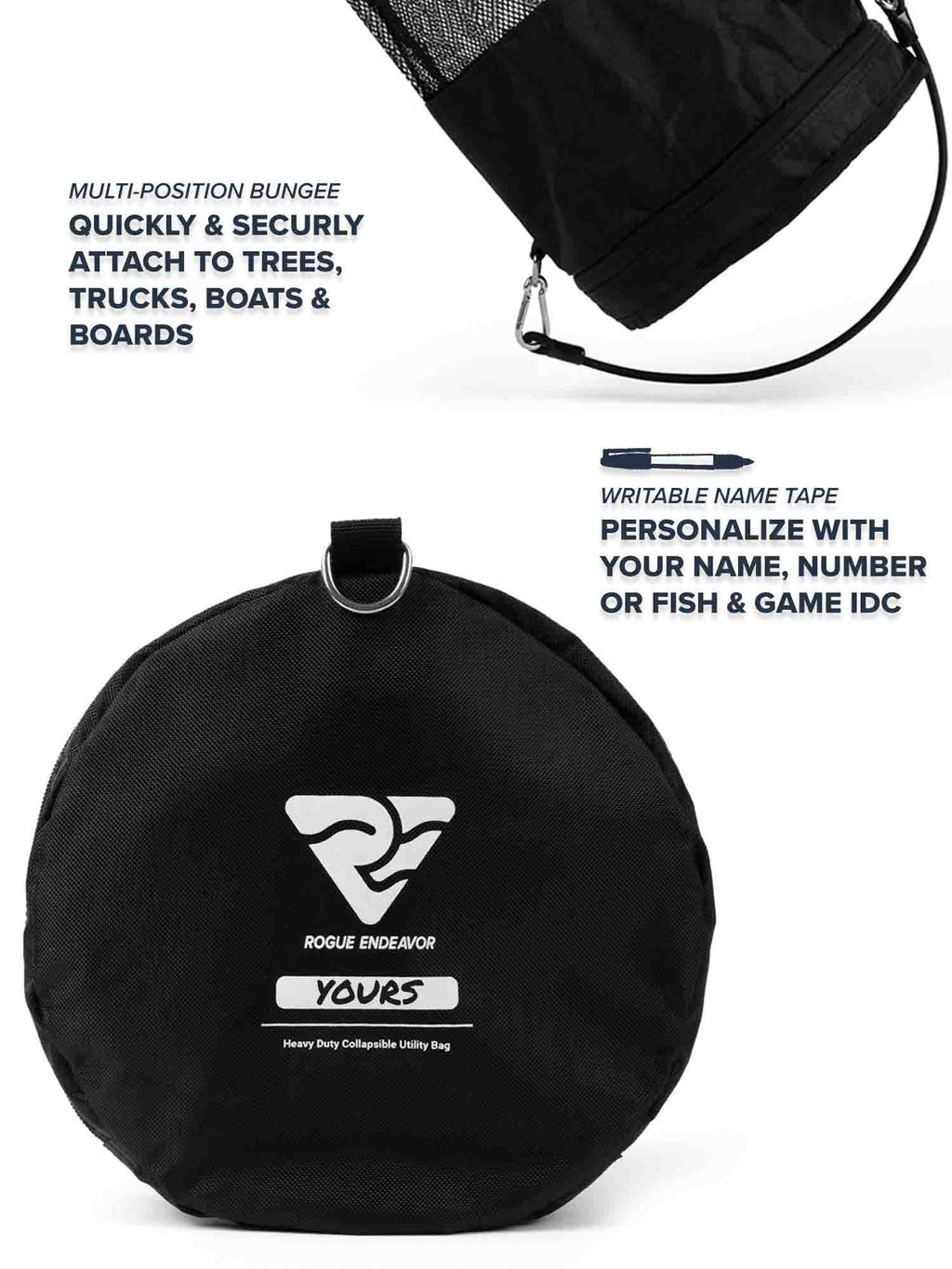 Collapsible Free Dive Bag integrated bungees