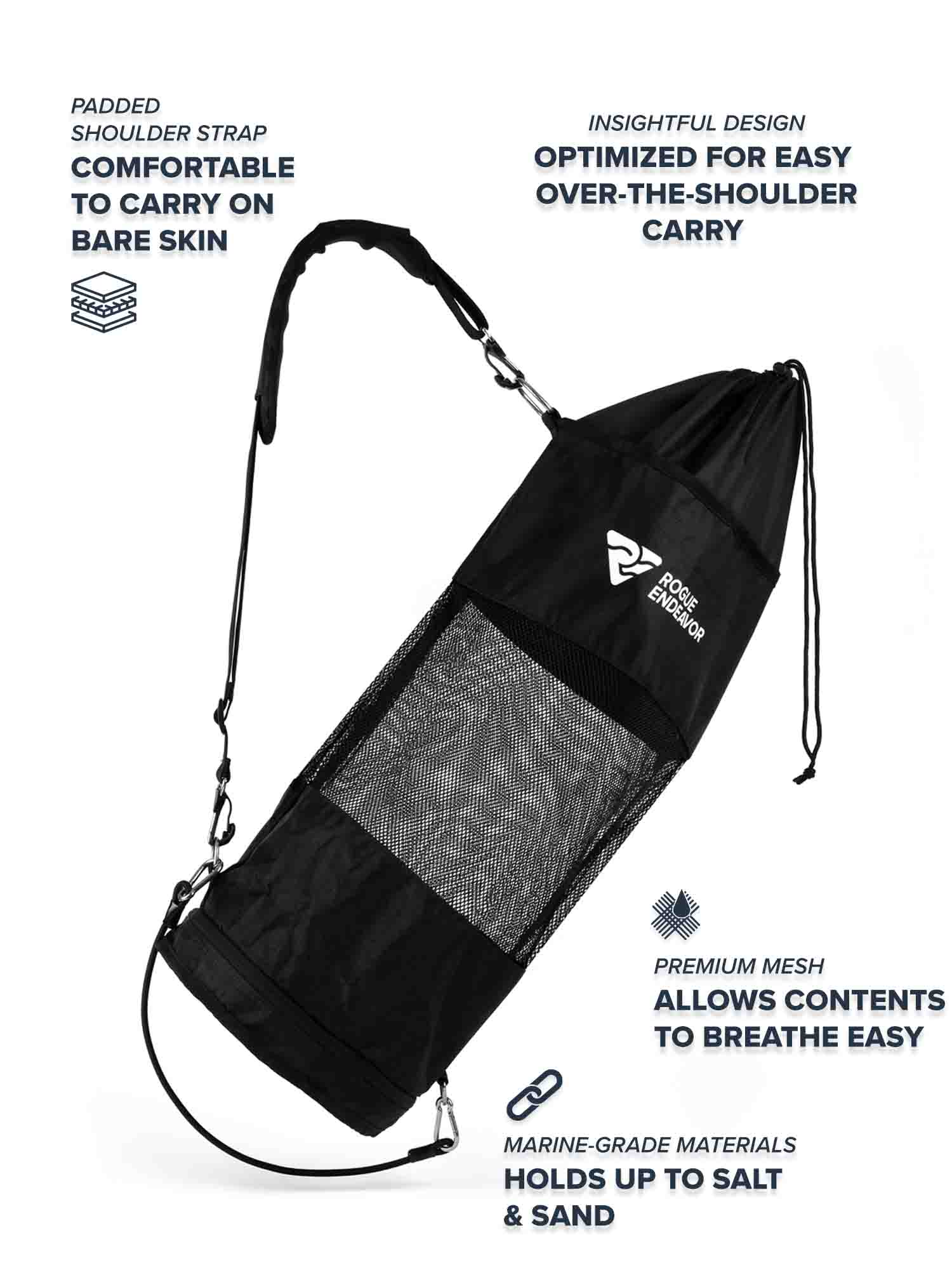Collapsible Free Dive Bag long fins fitted upright