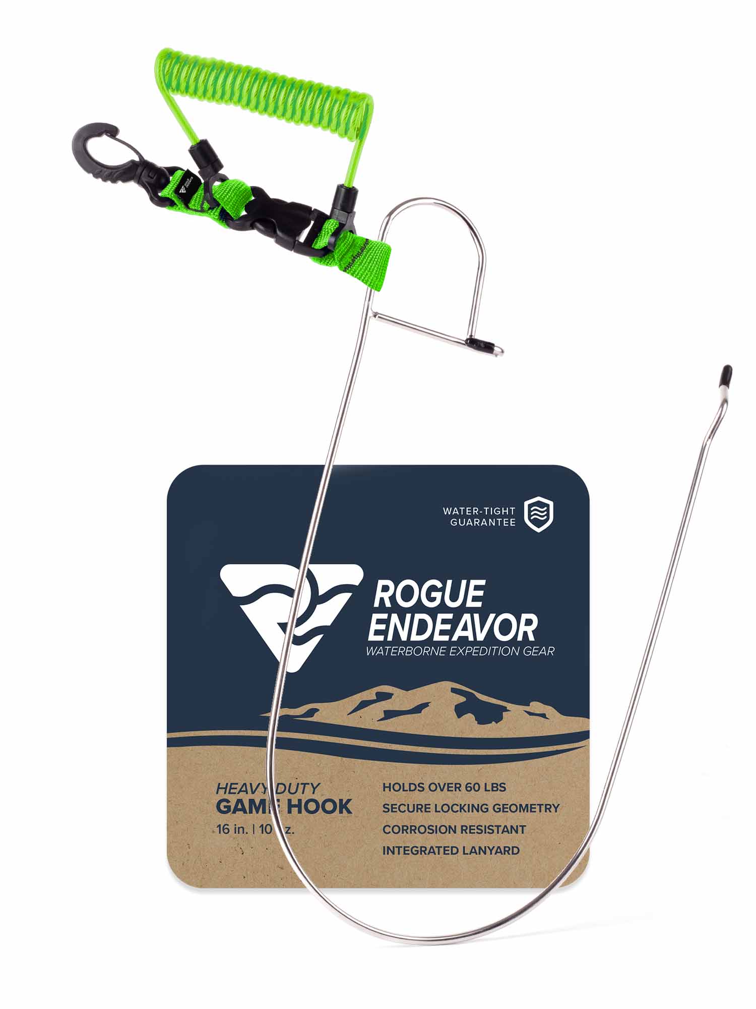  Rogue Endeavor Large, Heavy Duty Stainless Steel Game Clip Fish  Stringer System + Stainless Core Coiled Lanyard. Designed for Kayak Fishing  & Spearfishing. All Fish Species (Heavy Duty - Blue) 