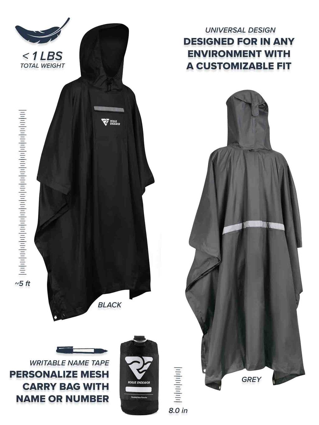 Hooded Rain Poncho chest-level phone pocket
