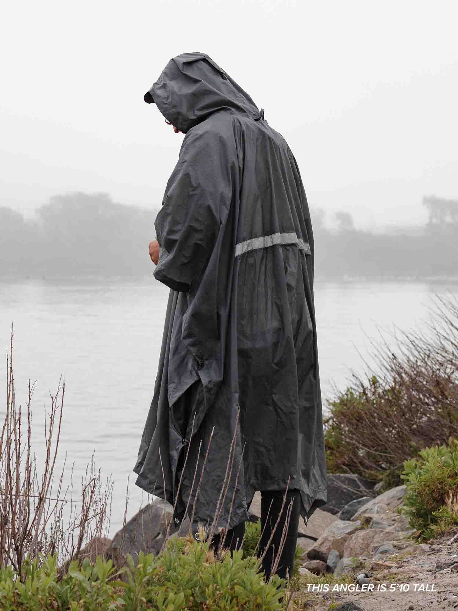 Hooded Rain Poncho front view with adjustable hood