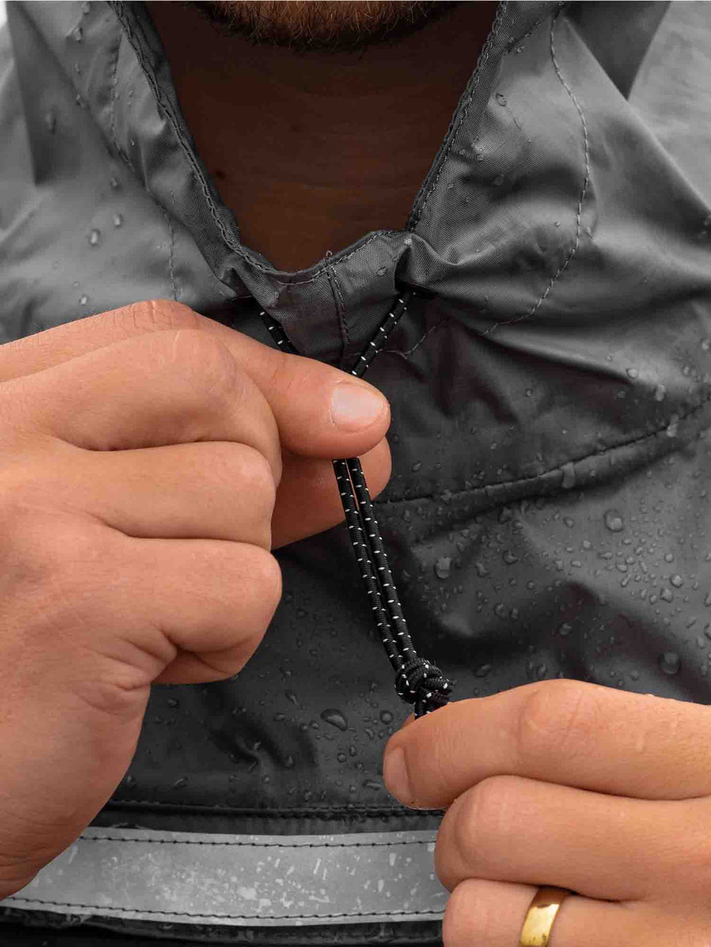 Hooded Rain Poncho in kayak fishing use