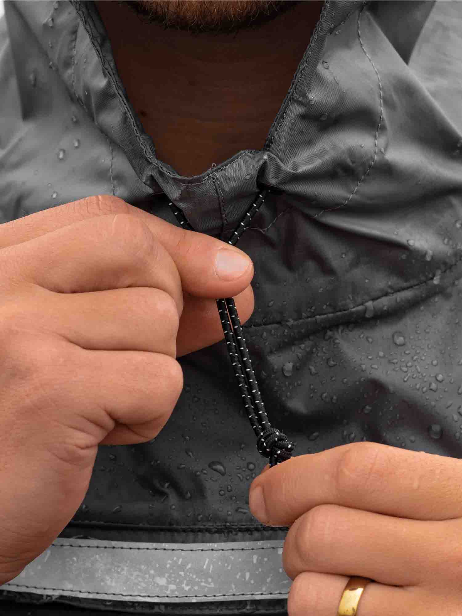 Hooded Rain Poncho in kayak fishing use