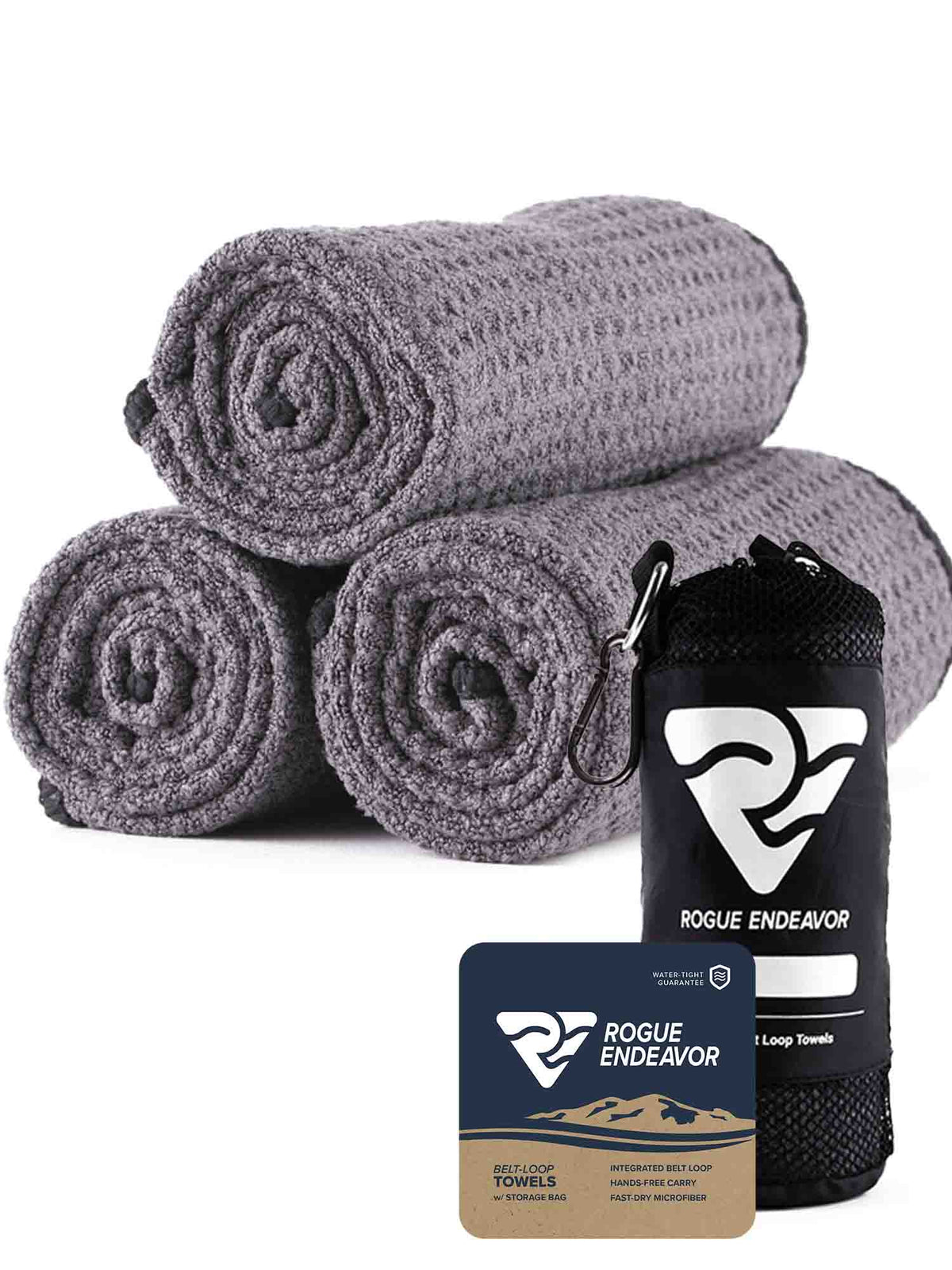 Quick Dry Microfiber Towels with Belt Loop (3 Pack) - RogueEndeavor